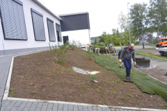 09.05.2019 Der Bauhof der Gemeinde verlegt Rollrasen an der MZH